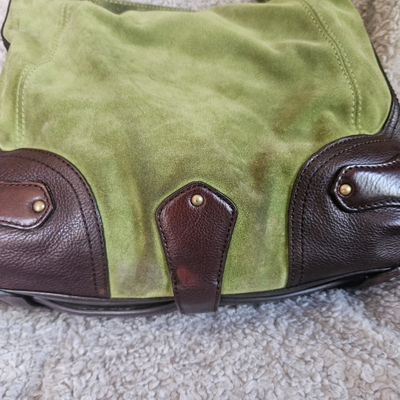 RARE MICHAEL KORS 2008 Grp een Suede Brown Leather XL Hobo bag Vintage purse - Picture 3 of 16